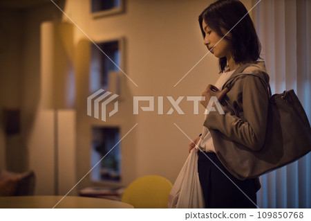 女商人把食材放在桌上的夜間例行公事 女商人把食材放在桌上的夜間例行公事 109850768
