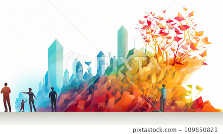 公司成長與擴張的形象：拓展新市場、成長策略。 109850821