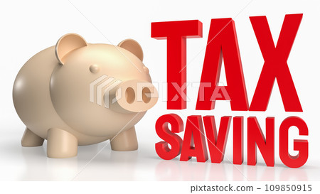 The piggy bank and text for tax saving concept 3d rendering. 109850915