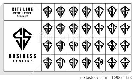 Set of abstract line kite letter S SS logo design 109851138