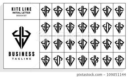 Set of abstract line kite letter Y YY logo design Set of abstract line kite letter Y YY logo design 109851144