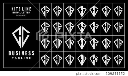 Geometric line kite shape letter C CC logo design set Geometric line kite shape letter C CC logo design set 109851152