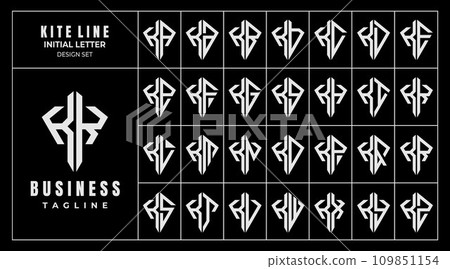 Geometric line kite shape letter K KK logo design set Geometric line kite shape letter K KK logo design set 109851154