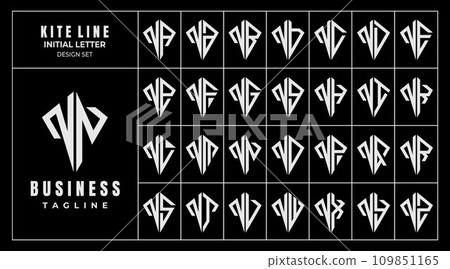 Geometric line kite shape letter N NN logo design set Geometric line kite shape letter N NN logo design set 109851165