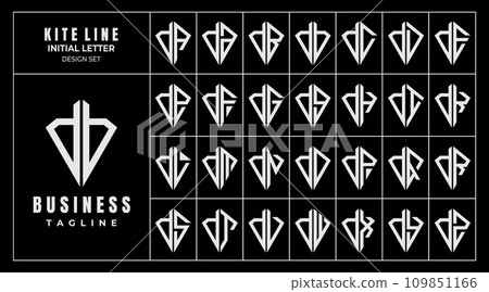 Line kite shape lowercase letter D DB logo design set 109851166