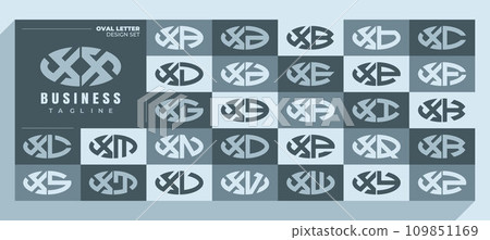 Modern curve ellipse letter X XX logo design bundle Modern curve ellipse letter X XX logo design bundle 109851169