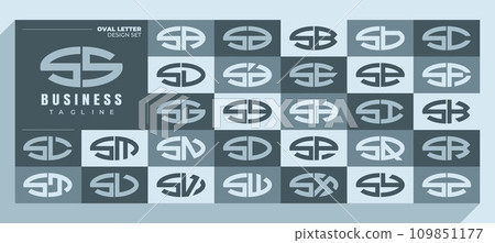 Modern curve ellipse letter S SS logo design bundle 109851177