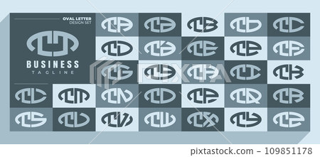 Modern curve ellipse letter T TT logo design bundle 109851178