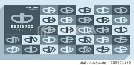 Curve line ellipse lowercase letter D DB logo design bundle 109851180
