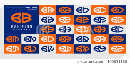 Set of abstract line oval letter B BB logo design Set of abstract line oval letter B BB logo design 109851186