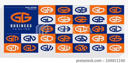 Set of abstract line oval letter G GG logo design Set of abstract line oval letter G GG logo design 109851190
