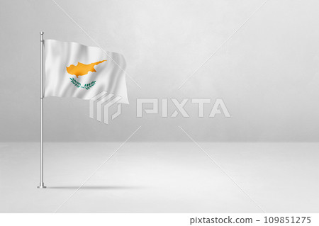 Cyprus flag isolated on white concrete wall background 109851275