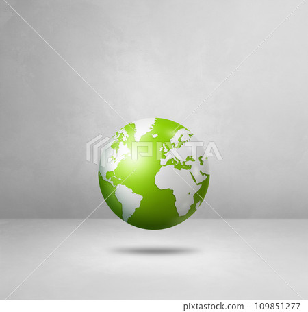 World globe, green earth map, isolated on white. Square background 109851277
