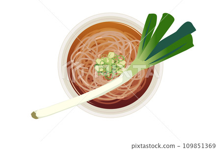 Fukushima green onion soba true overhead view Fukushima green onion soba true overhead view 109851369