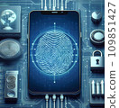 AI-generated content. Fingerprint scan provides security access with biometrics identification. Business Technology Safety Internet 109851427