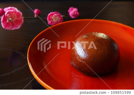 Karinto manju and plum blossoms 109851599