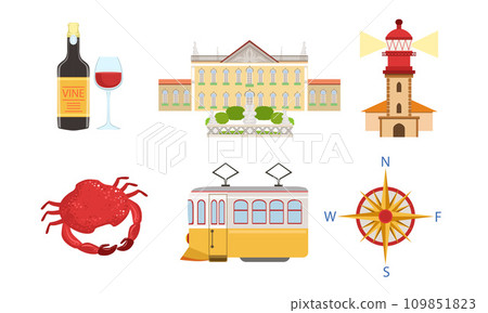 Traditional Portugal Symbols Set, Historical and Cultural Signs of Lissabon, Travel to Portugal Design Elements Illustration Traditional Portugal Symbols Set, Historical and Cultural Signs of Lissabon, Travel to Portugal Design Elements Illustration 109851823