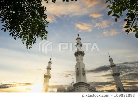 The dome and minaret of the mosque The dome and minaret of the mosque 109851898