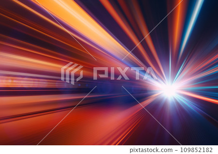 Blur fast light super speed zoom to target ultra energy high performance concept abstract for background 109852182