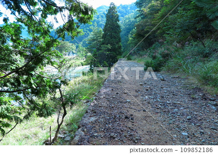 Traces of the Ikuno Ginzan trolley tracks along the Ichikawa River in Asago City 109852186