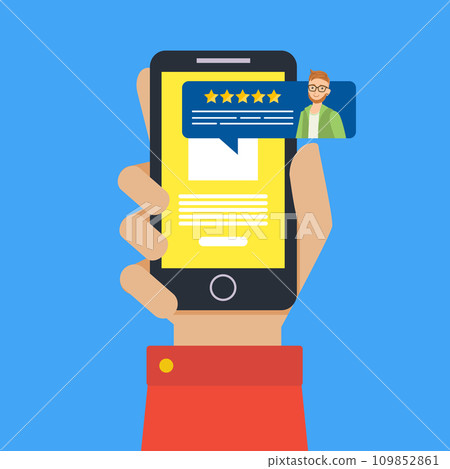 Feedback Customer Review Page on Smartphone, Rating and Customer Review Feedback Concept Vector Illustration Feedback Customer Review Page on Smartphone, Rating and Customer Review Feedback Concept Vector Illustration 109852861