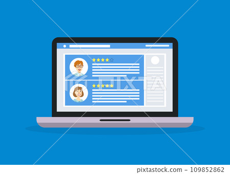 Feedback Customer Review Page on Laptop, Rating and Customer Review Feedback Concept Vector Illustration 109852862