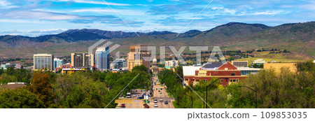 Downtown Boise, Idaho, with Capitol Blvd leading to the Idaho State Capitol Downtown Boise, Idaho, with Capitol Blvd leading to the Idaho State Capitol 109853035