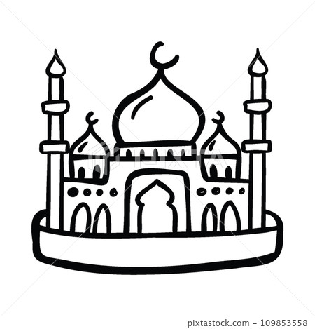 Ramadan Kareem doodle mosque illustration Ramadan Kareem doodle mosque illustration 109853558