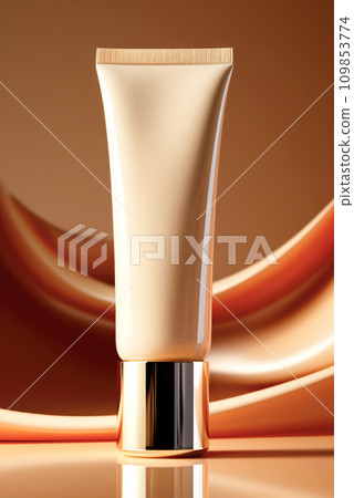 Beauty cream cosmetics makeup product display. Concealer packaging template mock up. Foundation or liquid primer bottle mockup on Beauty cream cosmetics makeup product display. Concealer packaging template mock up. Foundation or liquid primer bottle mockup on 109853774