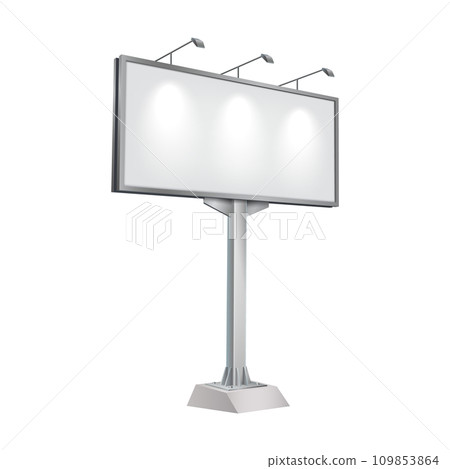 Billboard on pole with lamps realistic vector illustration 109853864