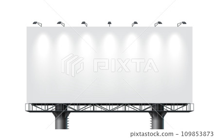 Billboard placard with glowing lamps realistic vector illustration Billboard placard with glowing lamps realistic vector illustration 109853873