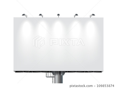 Billboard panel with lit lamps realistic vector illustration Billboard panel with lit lamps realistic vector illustration 109853874