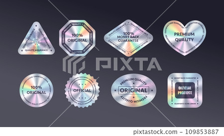 Holographic signs of product quality vector icons pack Holographic signs of product quality vector icons pack 109853887