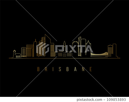 Golden Brisbane skyline silhouette. 109853893