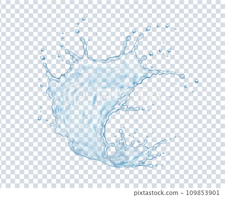 Clear water splash with drops realistic vector illustration Clear water splash with drops realistic vector illustration 109853901