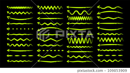 Grunge hand drawn arrows, highlighter lines. Marker stroke, brush pen drawn underline. Handwritten text pointers, notes, marks. Vector illustration Grunge hand drawn arrows, highlighter lines. Marker stroke, brush pen drawn underline. Handwritten text pointers, notes, marks. Vector illustration 109853909