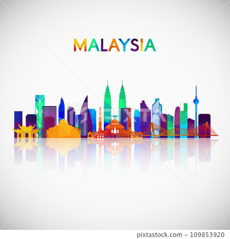 Malaysia skyline silhouette in colorful geometric style.  109853920