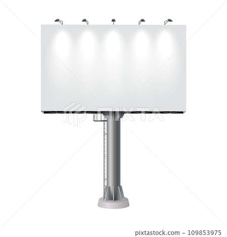 Billboard on pole lit by lamps realistic vector illustration 109853975