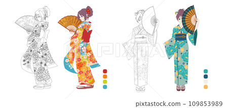 Anime manga girl. Contour illustration for coloring book 109853989