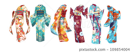 Traditional Asian clothes kimono. Summer clothing - yukata 109854004