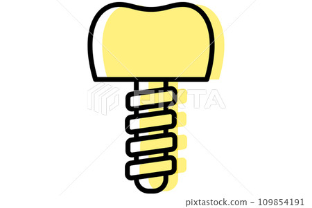 Dentistry: simple line drawing icons of artificial teeth, oral implants Dentistry: simple line drawing icons of artificial teeth, oral implants 109854191