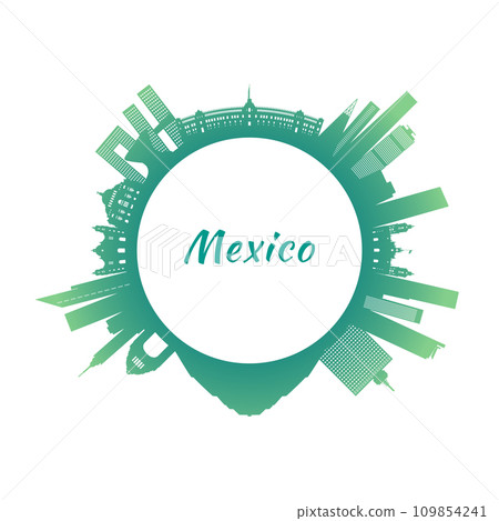 Mexico skyline with colorful buildings.  109854241
