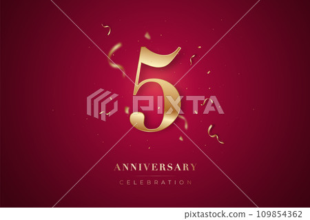 5st Anniversary celebration greeting card. 109854362