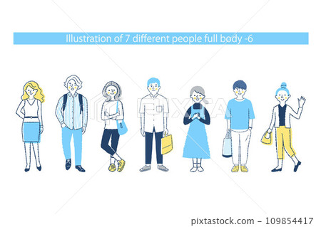 7 different men and women, whole body, f+fo-mix6 109854417