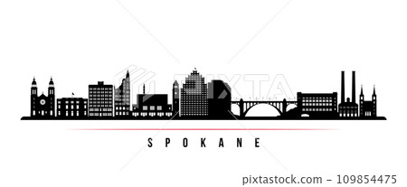Spokane, WA skyline horizontal banner.  109854475
