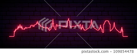 Red neon skyline of Yangon. Red neon skyline of Yangon. 109854478