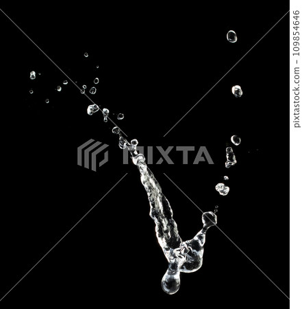Shape form throw of Water splashes into Line water in air and stop motion freeze shot. Shape form Water for clear texture graphic resource elements, black background isolated Shape form throw of Water splashes into Line water in air and stop motion freeze shot. Shape form Water for clear texture graphic resource elements, black background isolated 109854646