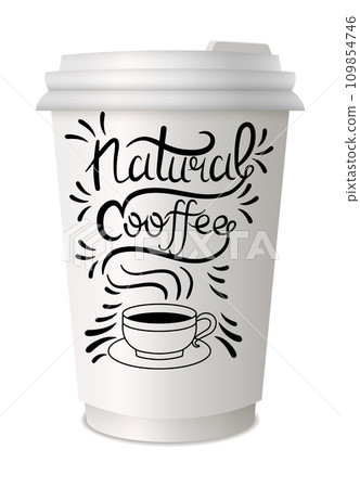 Coffee to go lettering on disposable cup. Lettering emblem quotes text. Hot street drink cardboard packaging plastic or paper cap diversity. Trendy and bright graffiti style Coffee to go lettering on disposable cup. Lettering emblem quotes text. Hot street drink cardboard packaging plastic or paper cap diversity. Trendy and bright graffiti style 109854746