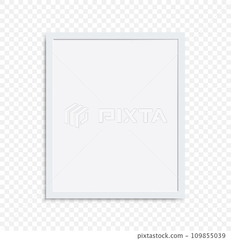Realistic white frame with shadow on transparent background for your presentations. Vector illustration. 109855039