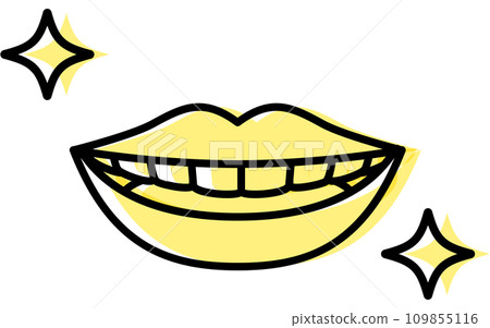 牙科:美麗的牙齒排列圖像,簡單的線條畫圖標 牙科:美麗的牙齒排列圖像,簡單的線條畫圖標 109855116